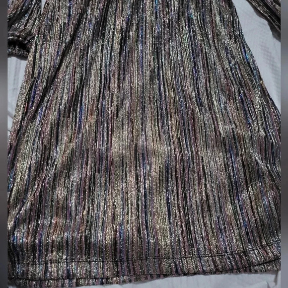 Julia Jordan V-Neck Metallic Stripe Mini Dress, Long Sleeve, Lined, size 4, EUC! - Picture 8 of 13